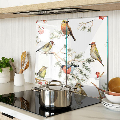 Tábua para corte Pássaros em galhos frutíferos