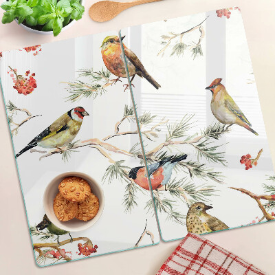 Tábua para corte Pássaros em galhos frutíferos