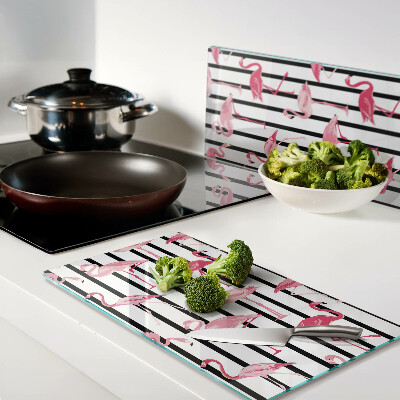 Tábua para cozinha Flamingos em listras