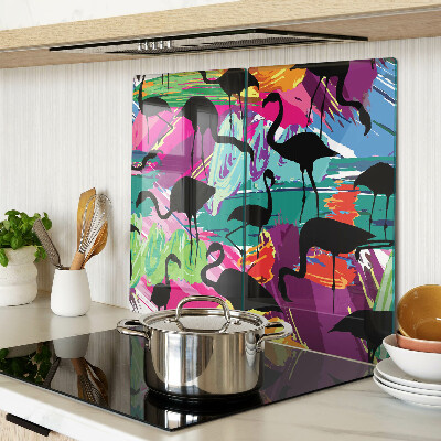 Tábua para cozinha Flamingos em um fundo colorido