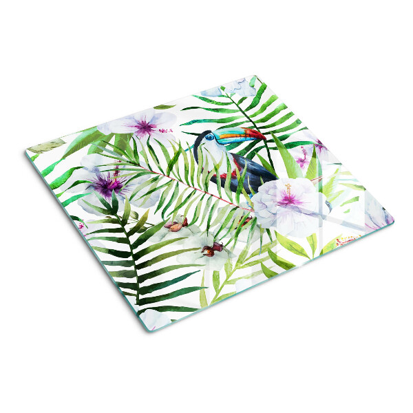Tábua para cozinha Motivo tropical com pássaros e plantas