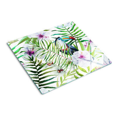 Tábua para cozinha Motivo tropical com pássaros e plantas
