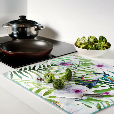 Tábua para cozinha Motivo tropical com pássaros e plantas