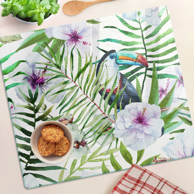 Tábua para cozinha Motivo tropical com pássaros e plantas