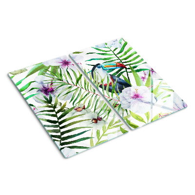 Tábua para cozinha Motivo tropical com pássaros e plantas