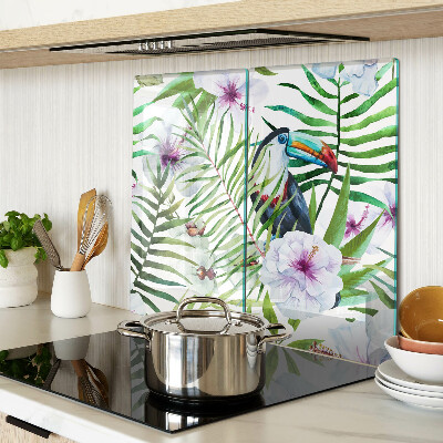 Tábua para cozinha Motivo tropical com pássaros e plantas
