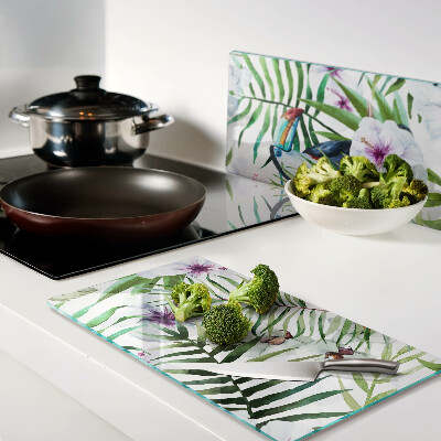 Tábua para cozinha Motivo tropical com pássaros e plantas