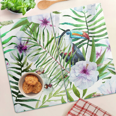 Tábua para cozinha Motivo tropical com pássaros e plantas