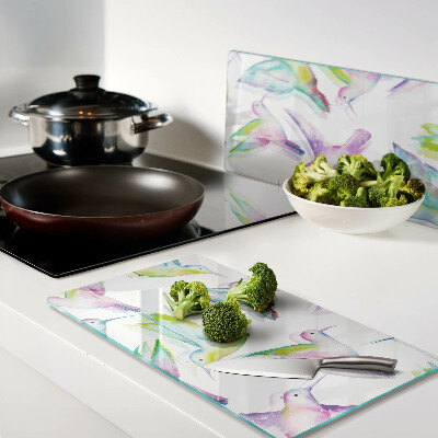 Tábua para cozinha Beija-flores em estilo aquarela