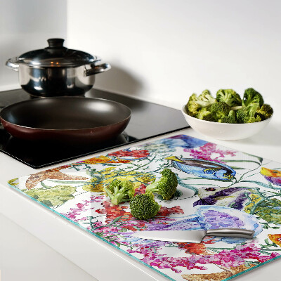 Tábua para corte Tema marinho com peixes e águas-vivas