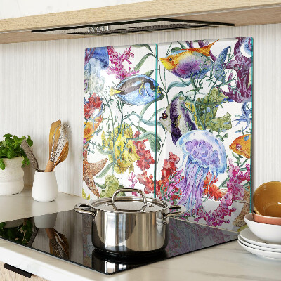 Tábua para corte Tema marinho com peixes e águas-vivas