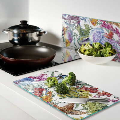 Tábua para corte Tema marinho com peixes e águas-vivas