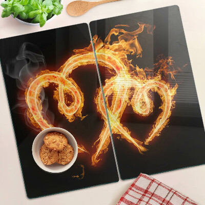 Tábua para cozinha Coração em chamas