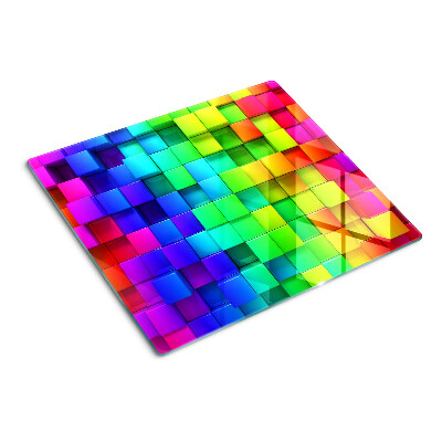 Tábua para corte Quadrados de arco-íris em um mosaico
