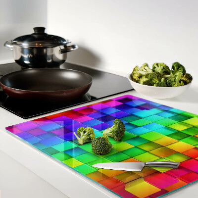 Tábua para corte Quadrados de arco-íris em um mosaico