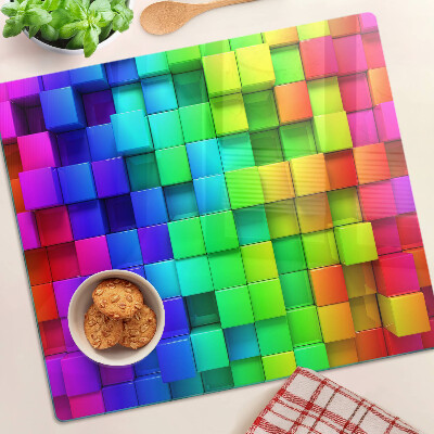 Tábua para corte Quadrados de arco-íris em um mosaico
