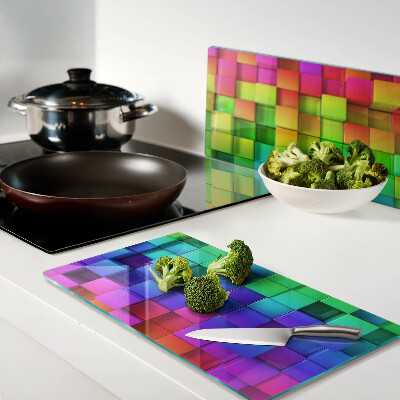 Tábua para corte Quadrados de arco-íris em um mosaico