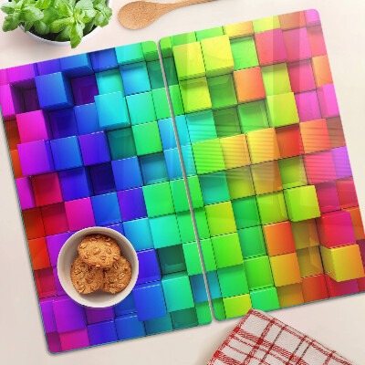 Tábua para corte Quadrados de arco-íris em um mosaico
