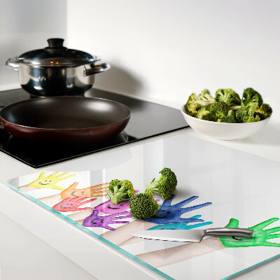 Tábua para cozinha Mãos coloridas sorridentes