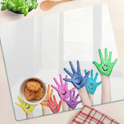 Tábua para cozinha Mãos coloridas sorridentes