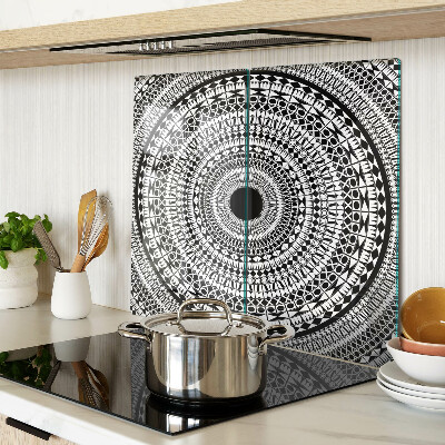 Tábua para cozinha Mandala em tons de preto e branco