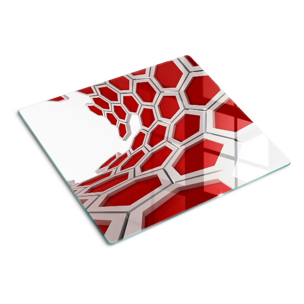 Tábua para cozinha Motivo hexagonal em tons de vermelho