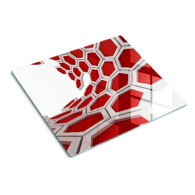 Tábua para cozinha Motivo hexagonal em tons de vermelho