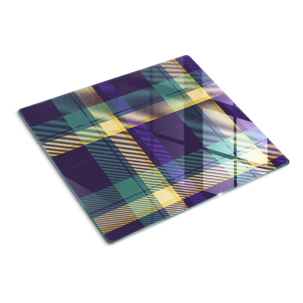 Tábua para corte Padrão xadrez em tons de roxo e verde