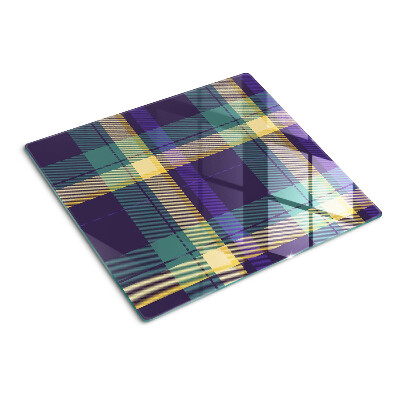 Tábua para corte Padrão xadrez em tons de roxo e verde
