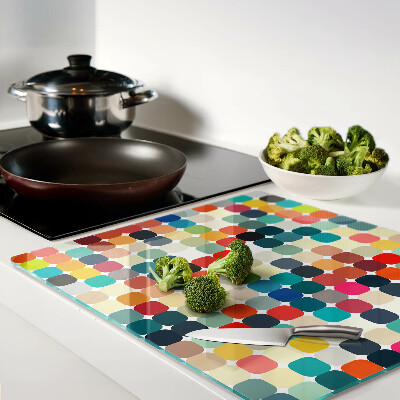 Tábua para cozinha Círculos coloridos em uma grade