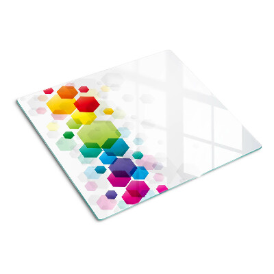 Tábua para cozinha Hexágonos coloridos no fundo