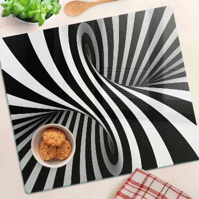 Tábua para corte Padrão espiral em preto e branco