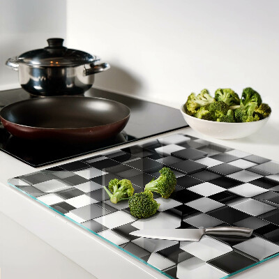 Tábua para corte Motivo xadrez em tons de preto e branco