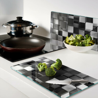 Tábua para corte Motivo xadrez em tons de preto e branco