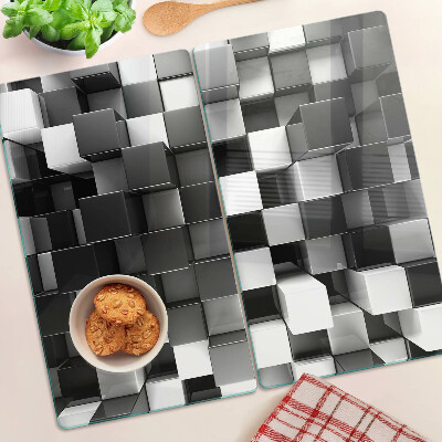 Tábua para corte Motivo xadrez em tons de preto e branco