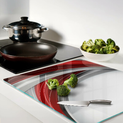 Tábua para cozinha Ondas abstratas em vermelho e cinza