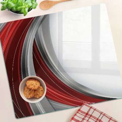 Tábua para cozinha Ondas abstratas em vermelho e cinza