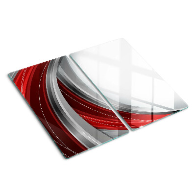 Tábua para cozinha Ondas abstratas em vermelho e cinza