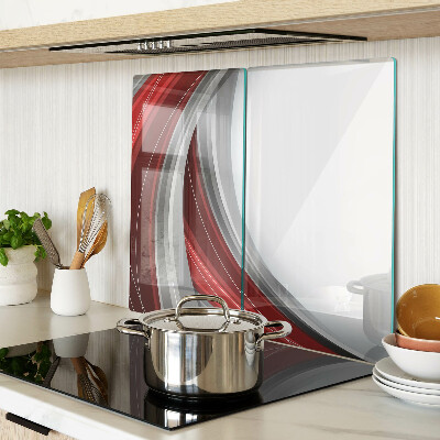 Tábua para cozinha Ondas abstratas em vermelho e cinza