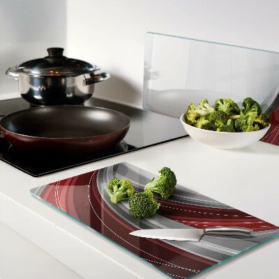 Tábua para cozinha Ondas abstratas em vermelho e cinza