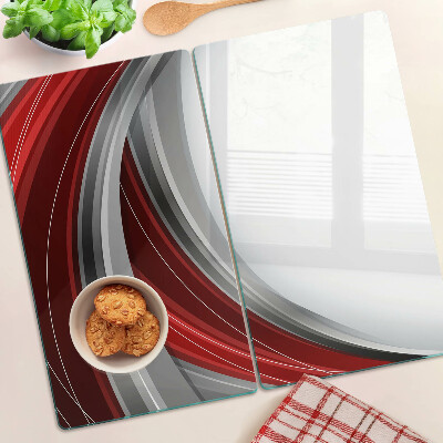 Tábua para cozinha Ondas abstratas em vermelho e cinza