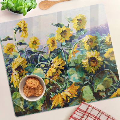 Tábua para corte Girassóis no jardim