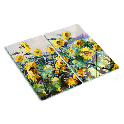 Tábua para corte Girassóis no jardim