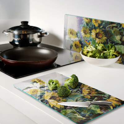 Tábua para corte Girassóis no jardim