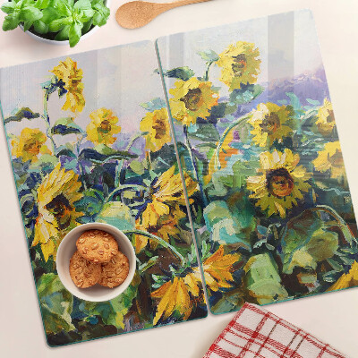 Tábua para corte Girassóis no jardim