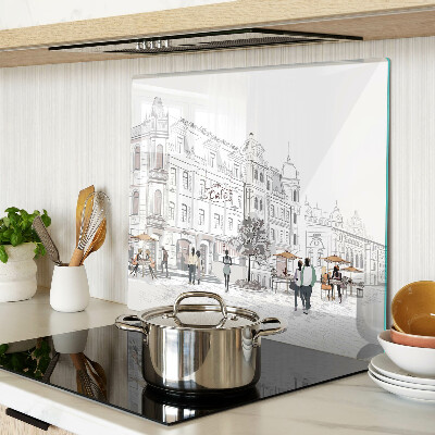 Tábua para corte Cena de café na cidade