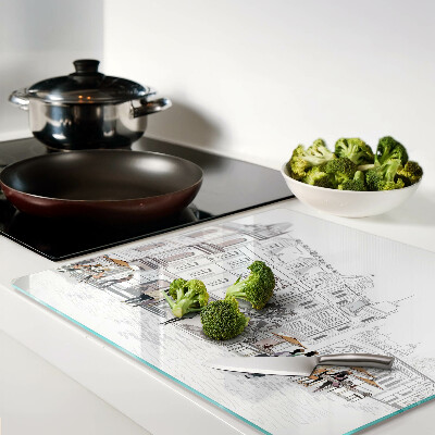 Tábua para corte Cena de café na cidade