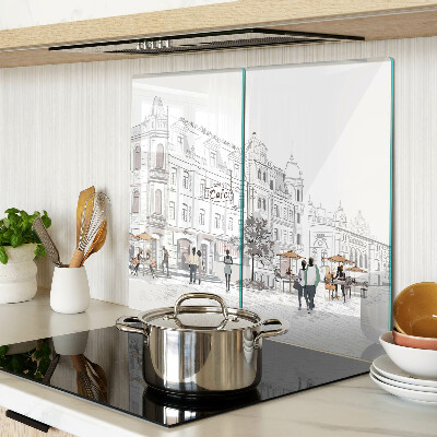 Tábua para corte Cena de café na cidade