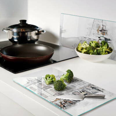 Tábua para corte Cena de café na cidade