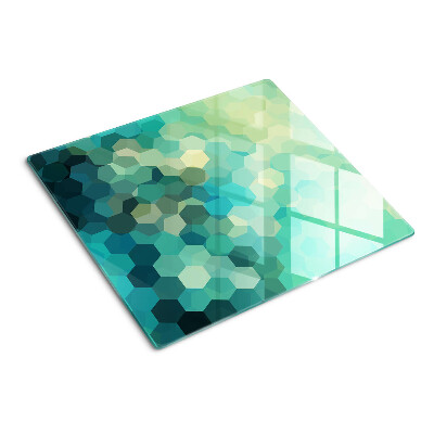 Tábua para corte Hexágonos geométricos em tons de azul